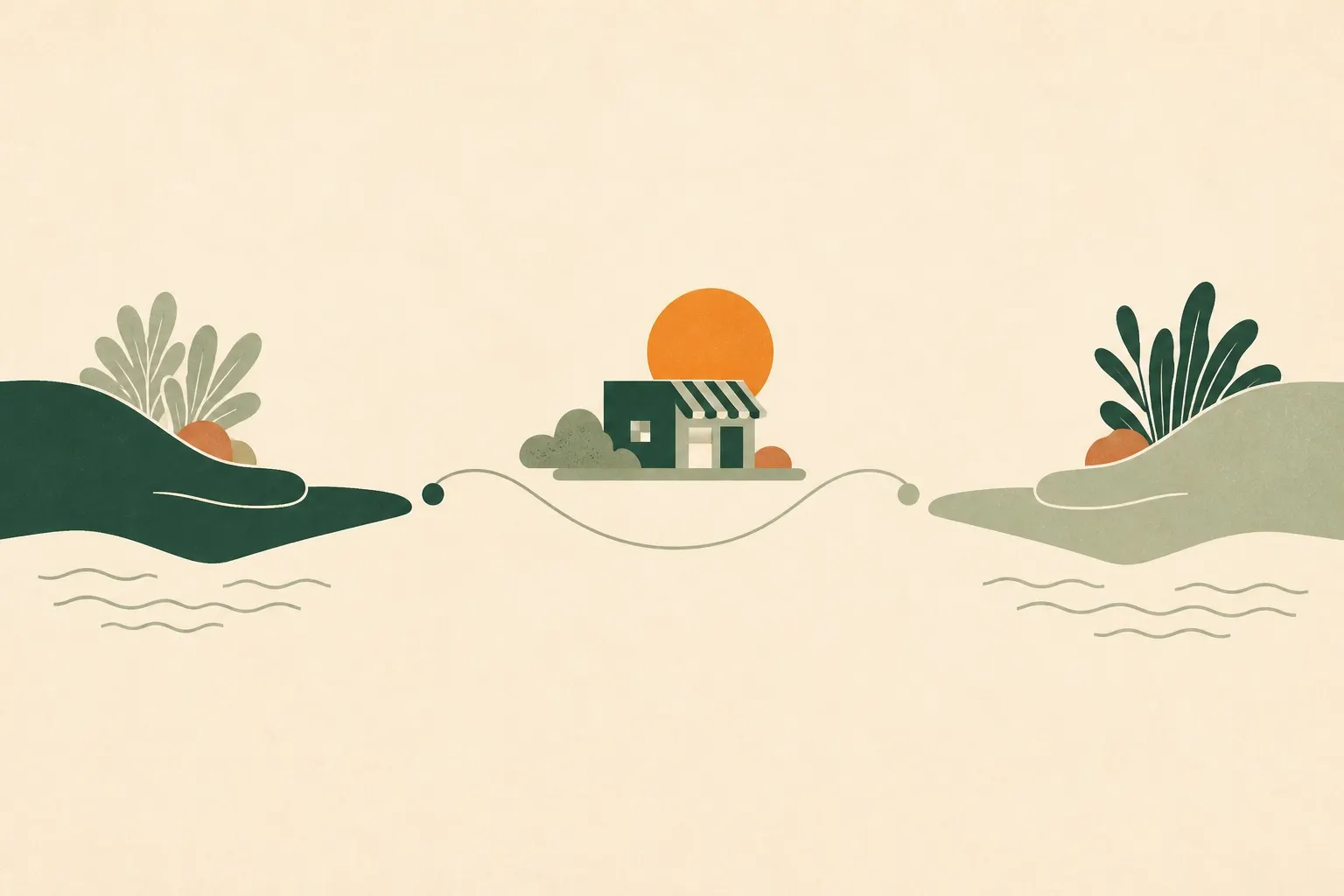 A small business held between buyer and seller across a calm evidence line